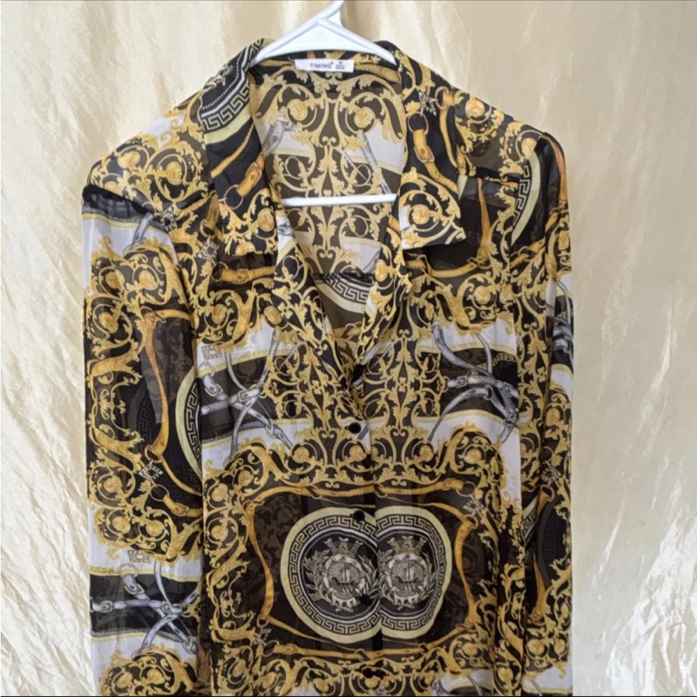 Timing Gold and Black Patterned Top